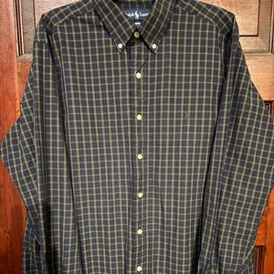 Ralph Lauren Navy and Green Plaid Shirt